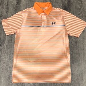 Under Armour Men's Polo Shirt in Orange and White Stripes